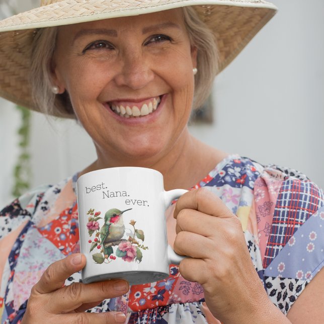 Best Nana någonsin Sweet Hummingbird Watercolor Kaffemugg (Skapare uppladdad)