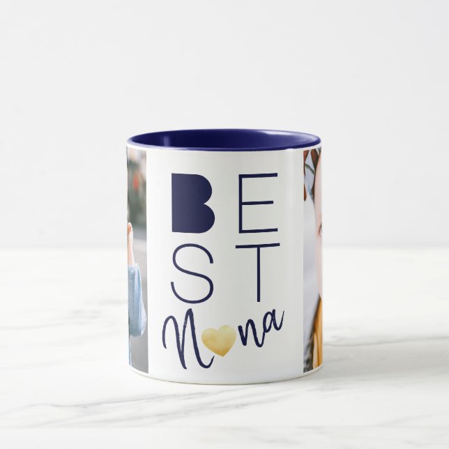 Best Nana Navy Blue Two Photo Mugg (Center)