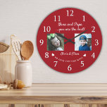 Best Nana och Pappa Barnbarn Photo Collage Red Stor Klocka<br><div class="desc">Unik morföräldrars gåva till julfotoplocken med barnbarnbarnsfoto,  namn och Personlig.</div>
