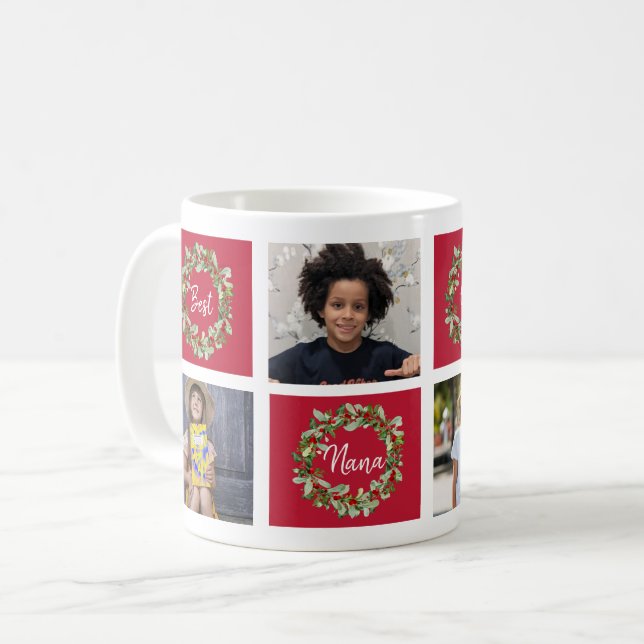 Best Nana Photo Collage-julkaffe Mugg (Framsida vänster)