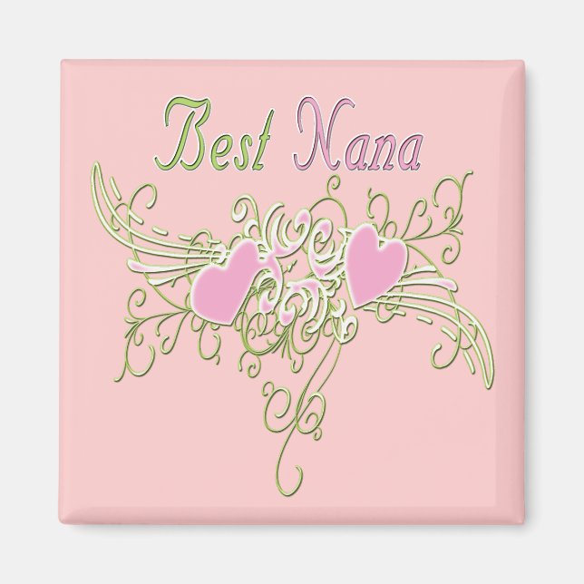 Best Nana Swirling Hearts Magnet (Framsidan)