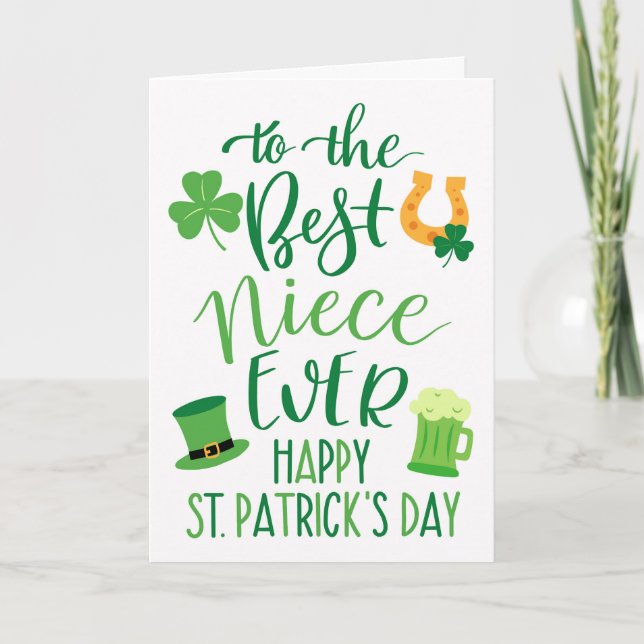 Best Niece nånsin St patrick's day Typography Kort (Framsida)