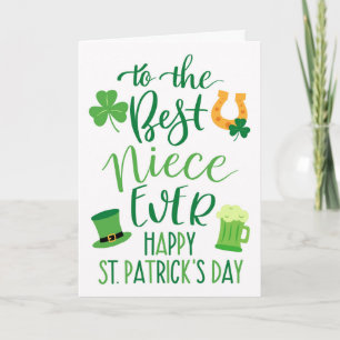 Best Niece nånsin St patrick's day Typography Kort