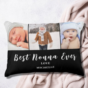 Best Nonna 3 Photo Collage Namn Prydnadskudde