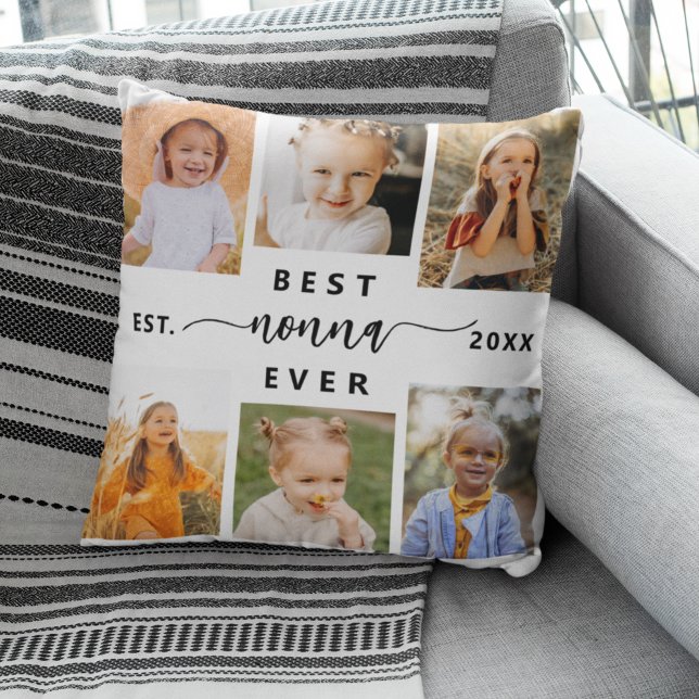 Best Nonna nånsin - Grandchildren Photo Collage Kudde (Skapare uppladdad)