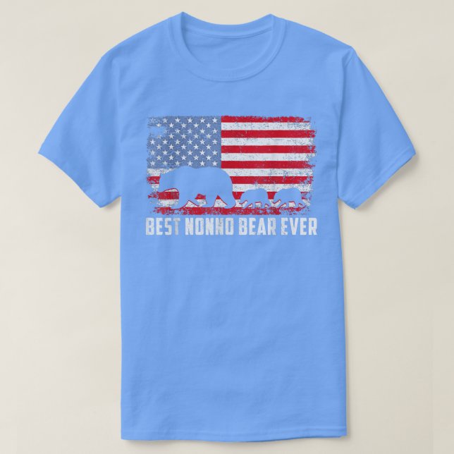 Best Nonno Bear Ever USA American Flag Father's Da T Shirt (Design framsida)