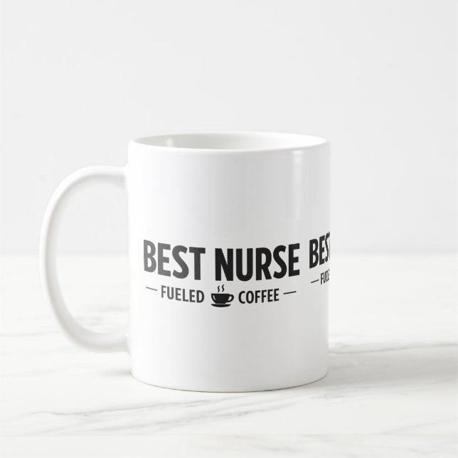 Best Nurse Fueled by Coffee Mug Kaffemugg (Vänster)