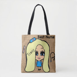 Best Nurse Tote - Personlig Caricature Bag Tygkasse