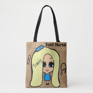 Best Nurse Tote - Personlig Caricature Bag Tygkasse