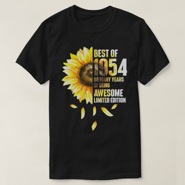 Best Of 1954 Sunflower Year Of Birth Birthday  T Shirt (Design framsida)