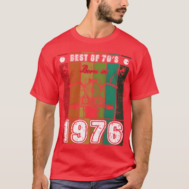 Best Of 70s Born In 1976 Classic Motorcycle family T Shirt (Framsida)