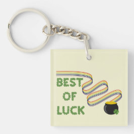 Best of Luck Greeting with Clovers and Rainbow