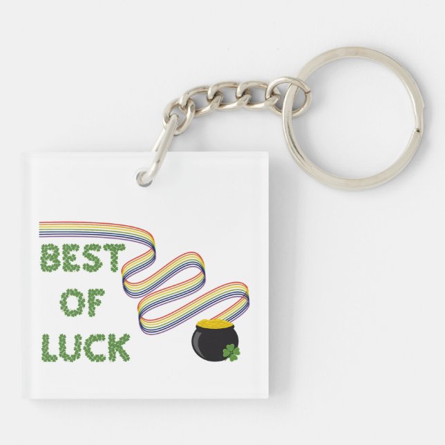 Best of Luck Greeting with Clovers and Rainbow (Baksidan)