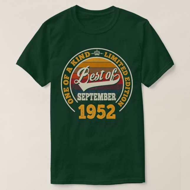 Best Of September 1952 70th Birthday Gift For 70 Y T Shirt (Design framsida)
