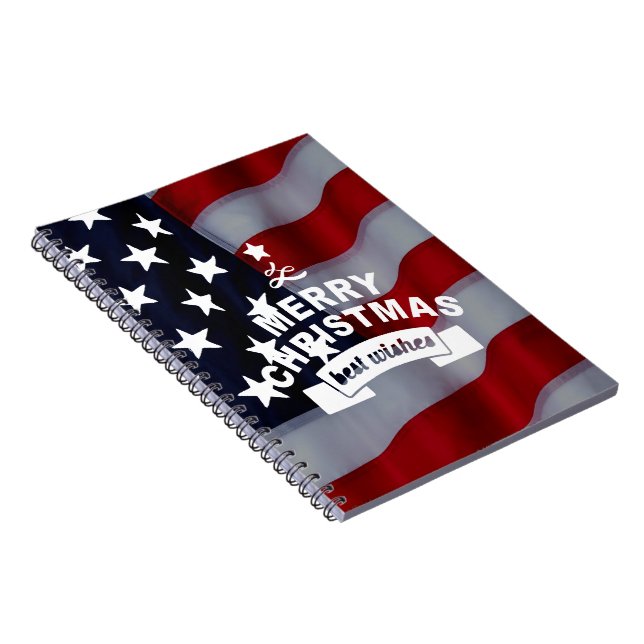 Best Önskemål God jul United Stater Flagga Art Anteckningsbok (Högra Sidan)