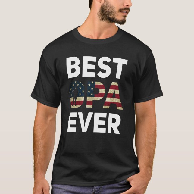Best Opa Ever American Flag German Veteran Grandpa T Shirt (Framsida)