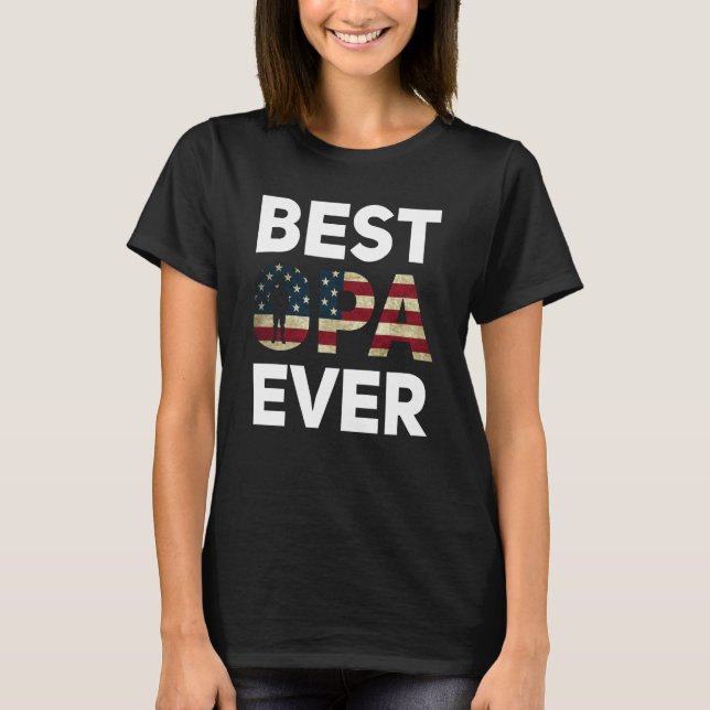 Best Opa Ever American Flag German Veteran Grandpa T Shirt (Framsida)