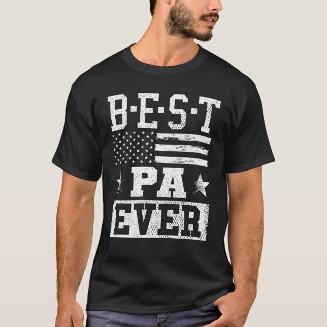 Best Pa Aldrig USA Flagga Grandpa Fars dag Gift T Shirt (Framsida)