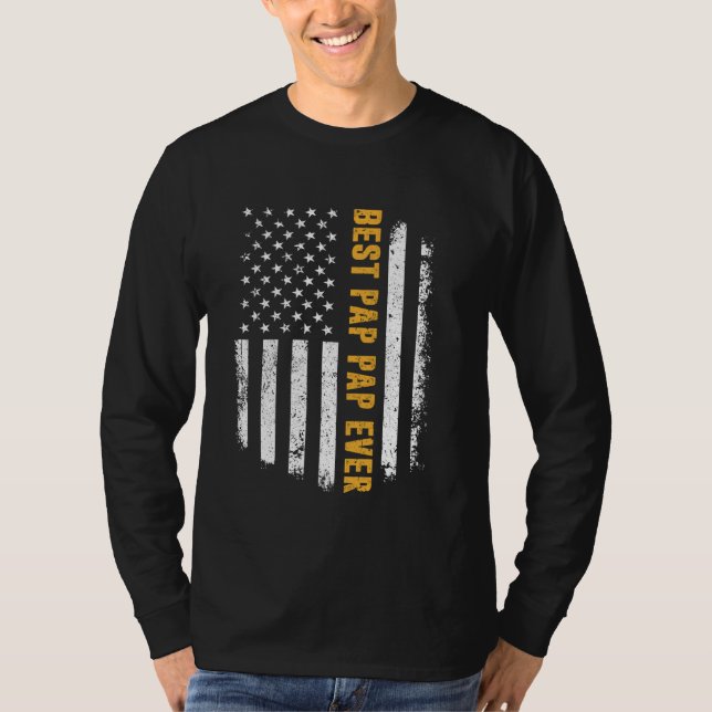 Best Pap Pap Aldrig Shirt American Flagga Fars dag T Shirt (Framsida)