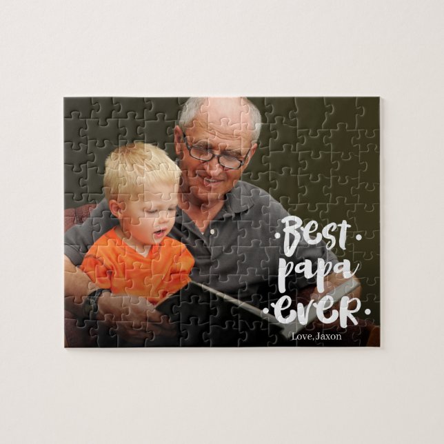 Best Papa Ever Custom Photo From Grandchild Pussel (Horisontell)