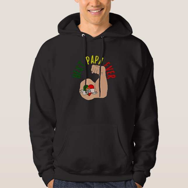 Best Papa Ever Portuguese Dad Fathers Day Hoodie (Framsida)