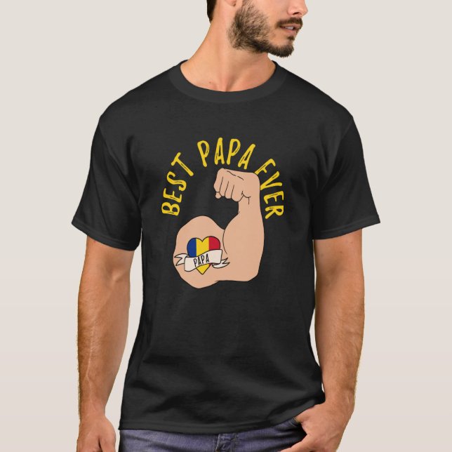 Best Papa Ever Romanian Dad Fathers Day T Shirt (Framsida)