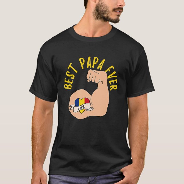 Best Papa Ever Romanian Dad Fathers Day T Shirt (Framsida)