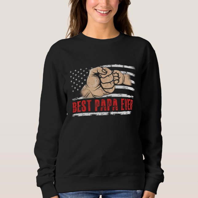 Best Papa Ever US American Flag Fathers Day T Shirt (Framsida)