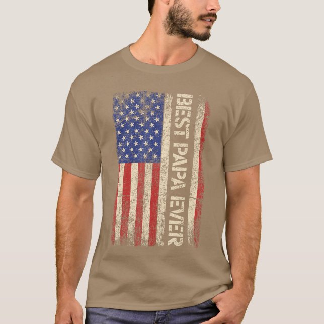 Best Papa Ever US American Flag Gifts For Fathers  T Shirt (Framsida)