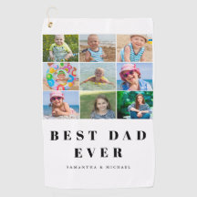 Best Pappa 9 Photo Collage Golf Towel