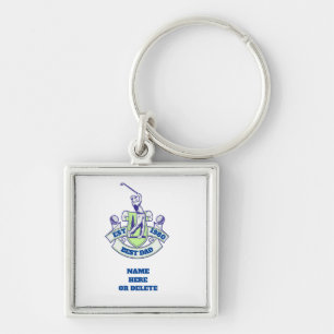 BEST PAPPA GOLFER FYRKANTIG SILVERFÄRGAD NYCKELRING