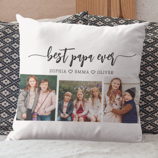 Best Pappa Grandpa Grandchildren Photo Collage Kudde (Skapare uppladdad)