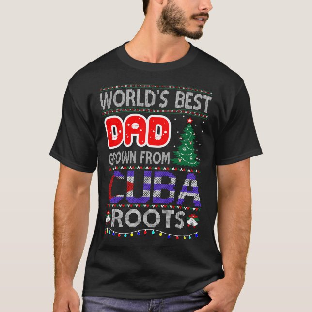 Best Pappa Grown Cuba Roots Julsötare T Shirt (Framsida)