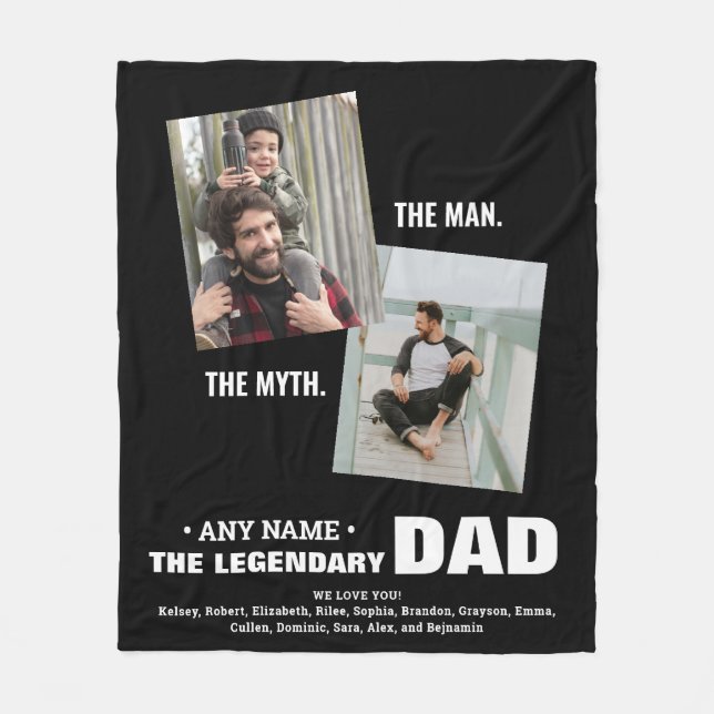 Best PAPPA Man Myth Legend Personlig Photo Fleecefilt (Framsidan)