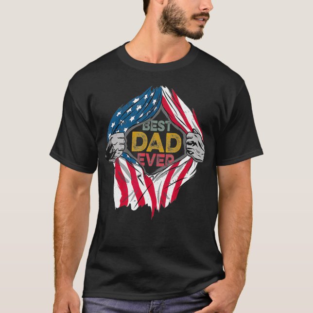 Best Pappa någonsin American Flagga Toppen Hero Fa T Shirt (Framsida)