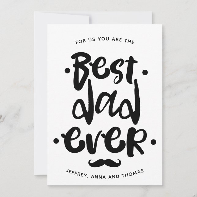 Best Pappa någonsin Black Script Mustache Fars dag Julkort (Framsida)