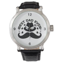 Best Pappa någonsin Black White Hat Mustache Armbandsur