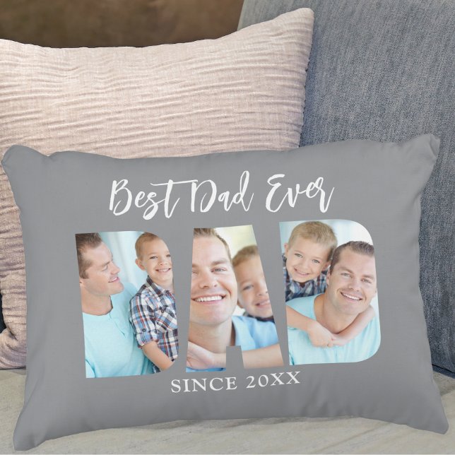Best Pappa någonsin Photo Grått Prydnadskudde (Skapare uppladdad)