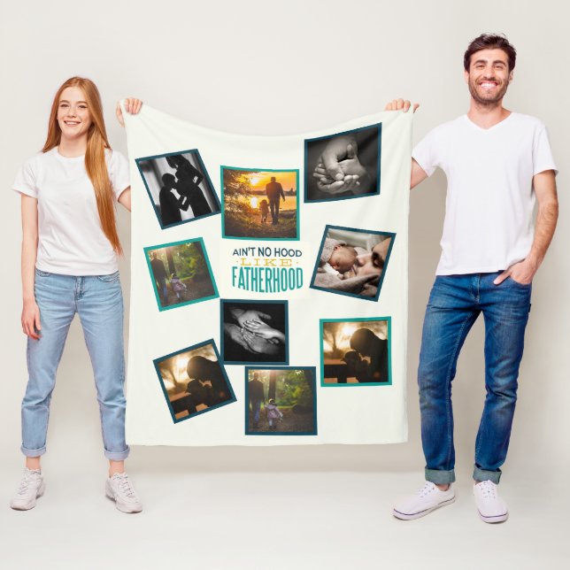 Best pappa Photo Collage Funny Fathernature Quote Fleecefilt (På plats)