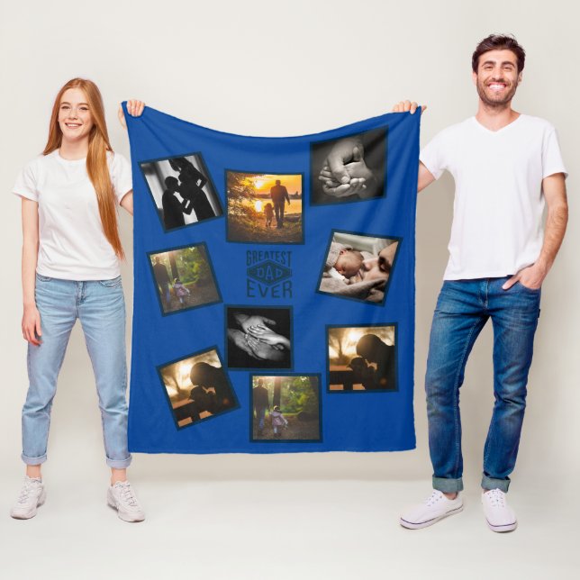 Best PAPPA Photo Collage Funny Fathernature Quote  Fleecefilt (På plats)