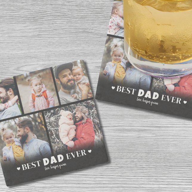 Best Pappa Photo Stenunderlägg (Best Dad Photo Stone Coaster)