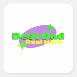 Best Pappa Real Hero Fyrkantigt Klistermärke