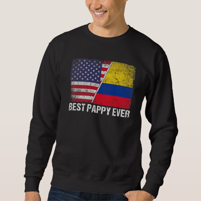 Best Pappy Fars dag Colombia USA Flagga Lång Ärmad Tröja (Framsida)