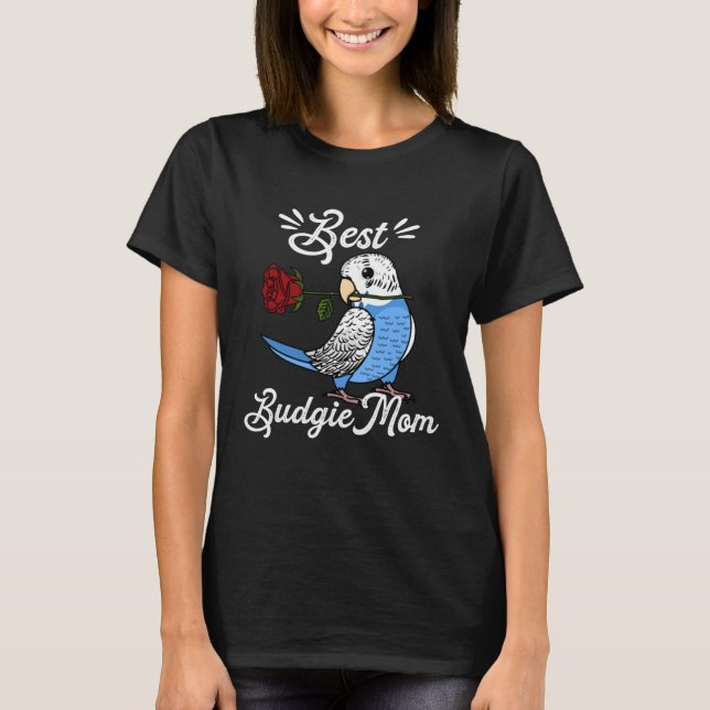 Best Parrot Mamma I Blue Budgie Budgerigar T Shirt (Framsida)