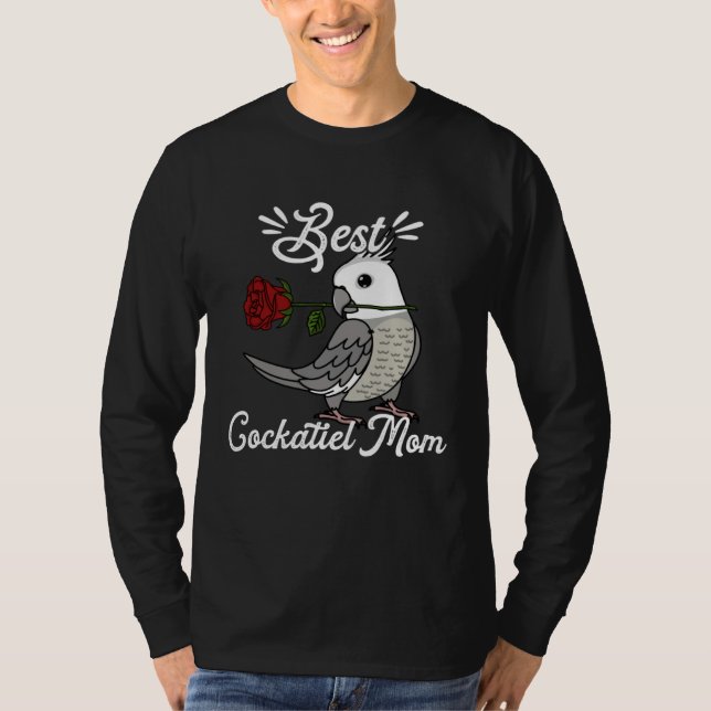 Best Parrot Mom I White faced Grey Cockatiel T Shirt (Framsida)