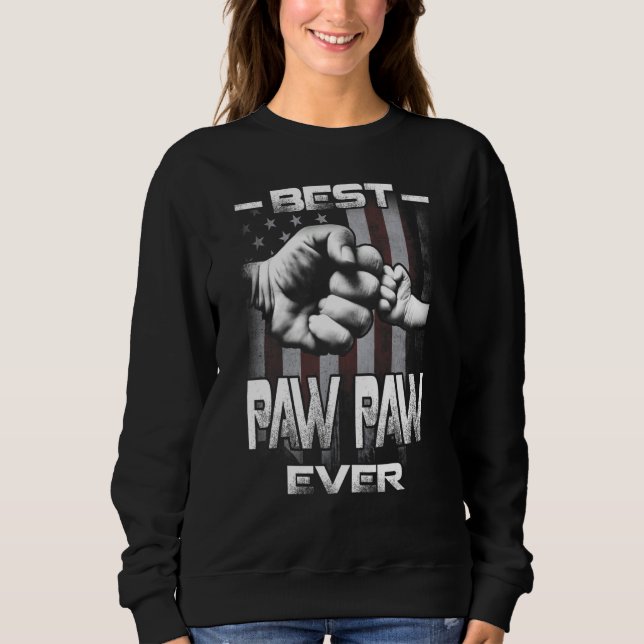 Best Paw Paw Ever Fist bump USA Flag Father's Day T Shirt (Framsida)