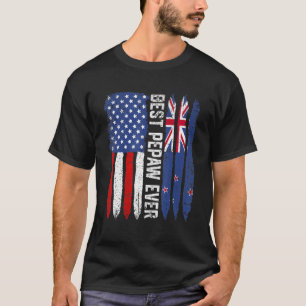 Best Pepaw Fars dag New Zealand US Flagga T Shirt