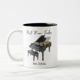 Best Piano Teacher Custom Name Grand Piano gift Två-Tonad Mugg