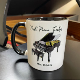 Best Piano Teacher Custom Name Grand Piano gift Två-Tonad Mugg