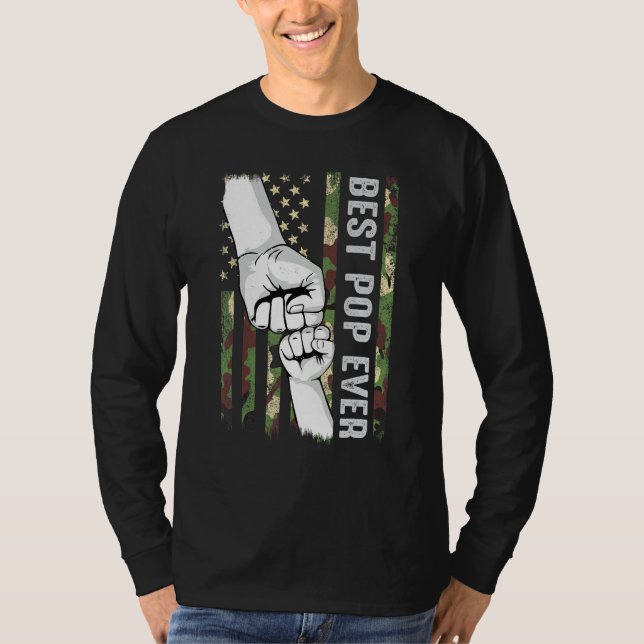 Best Pop Ever Fist Pump With US American Flag Fath T Shirt (Framsida)